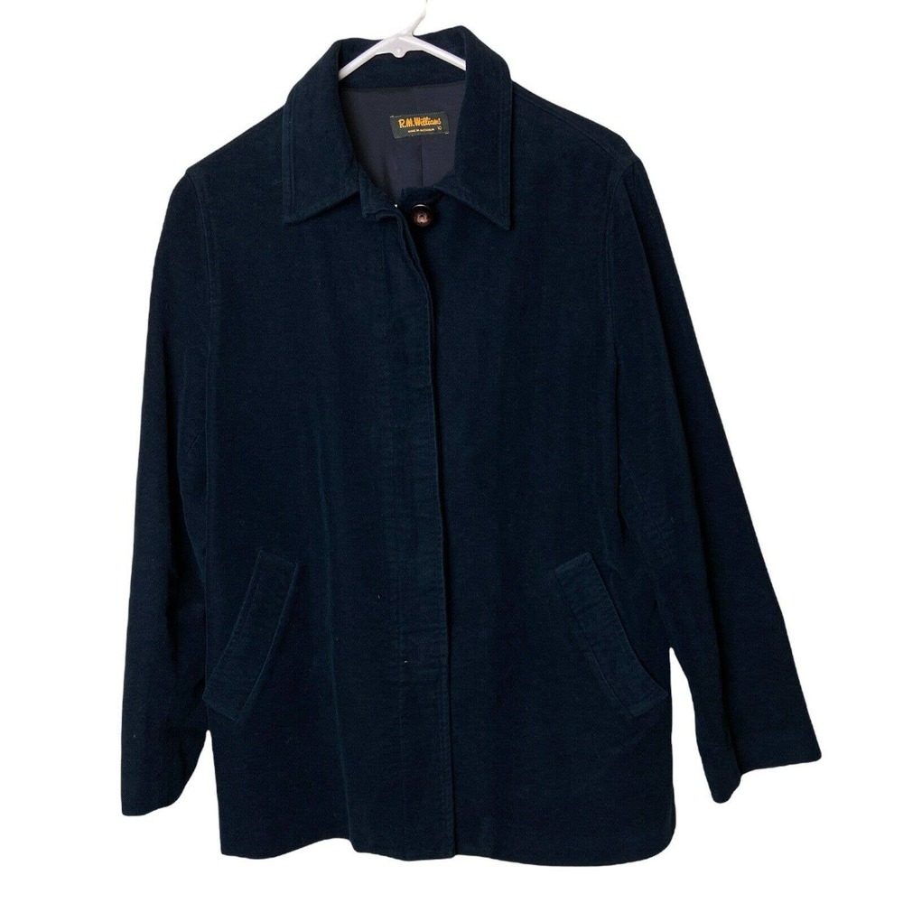 R.M. WILLIAMS Women’s Coat Button Closure Collared Pockets Blue Basic Minimal 10